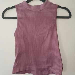 Mauve high neck ribbed tank probably F21